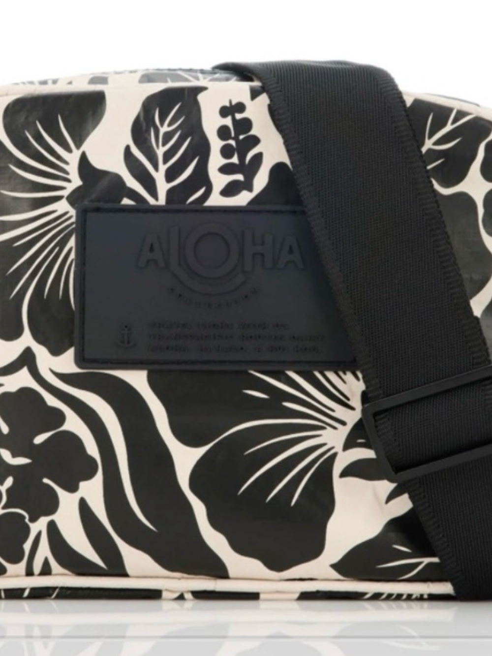 ALOHA Collection Black and White Floral Crossbody Bag